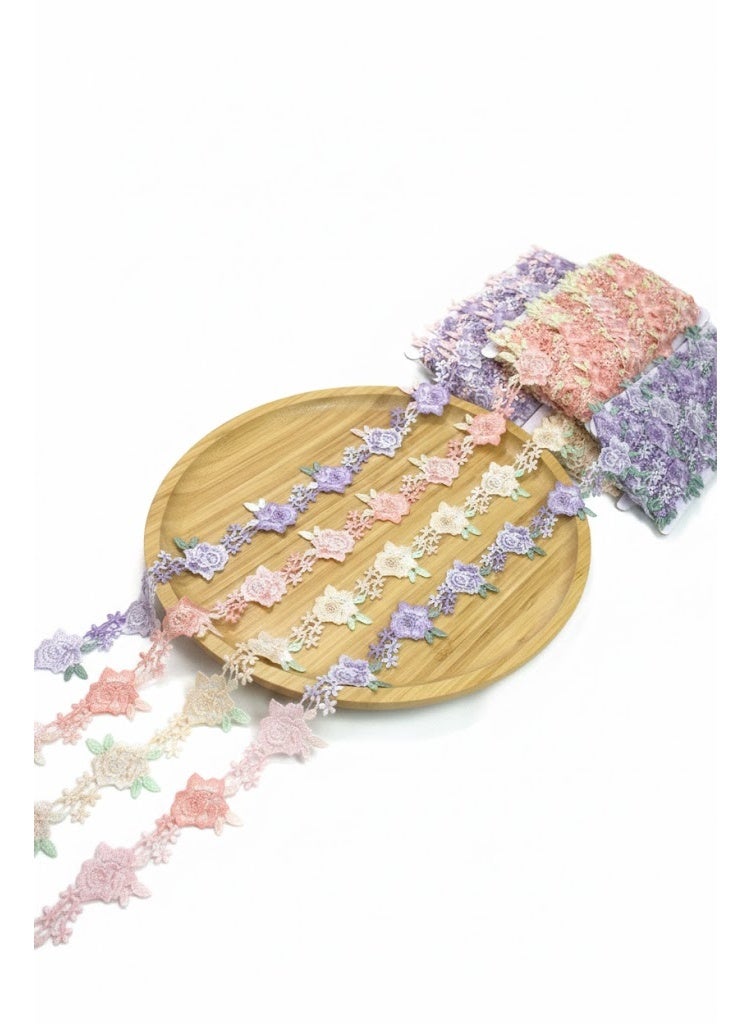 Luxury Blush Pink Floral Lace Border - 5 Yards - High-Density Embroidered Trim for DIY Sewing, Hijabs, and Dressmaking. - Image 5